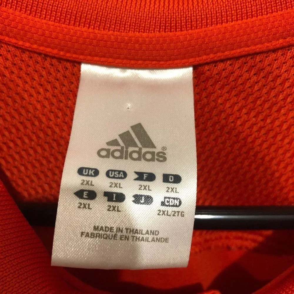 Adidas Men Polo Shirt Climacool 100% Polyester Orange Three Stripes  2XL